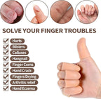 20PCS Silicone Finger Sleeve Thumb Guard, Finger Condom for Wounds Hand Eczema, Finger Arthritis, Thumb Bandage Injury Prevention Gloves Thumb Glove Protector 2 Sizes Gel Finger Support Cots(Nude)