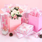 100 Sheets Christmas Tree Tissue Paper, 20x14in Forest Style Wrapping Tissue Watercolor Xmas Tree Art Tissue for Xmas Party Gift Bag Fillers Winter Party Decor (Pink)