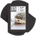 Mat Board Center, Pack of 25, 5x7 for 4x6 Black Mats - Acid Free, 4-ply Thickness, White Core - for Pictures, Photos, Framing