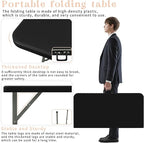 34" Square Folding Table,Multi-Functional Portable Folding Card Table with Carrying Handle for Indoor Outdoor Camping,Picnic, Office, Party Use, HDPE Plastic Tabletop with Metal Frame(Black)