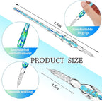 Zonon Glass Dipped Pen Ink Set 14 Pcs Include 6 Pcs Glass Dip Pen, 6 Colorful India Ink and 2 Holder Crystal Signature Calligraphy for Art, Writing, Signatures, Gift(Blue Color System)