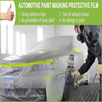 Pre-Taped Masking Film-55inx65ft Tape and Drape Painters Paper Rolls, Plastic Painting Film for Automotive Painting Covering （Masking Film:3rolls,Tape:2rolls）