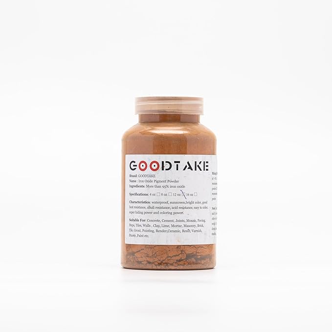 GOODTAKE Concrete Pigment, Orange Iron Oxide Pigment Powder, Cement Color Pigment Concrete Dye Color Pigment for Cement Mortar Grout Pastel Tile Paint (Orange, 16 oz)