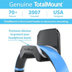 TotalMount Gaming Headset Hanger – Includes Removable Adhesive Strips for Easy, Damage-Free Wall, Desk, or PC Mounting (Black Headphone Hook with Premium Silicone Cradle – One Pack)