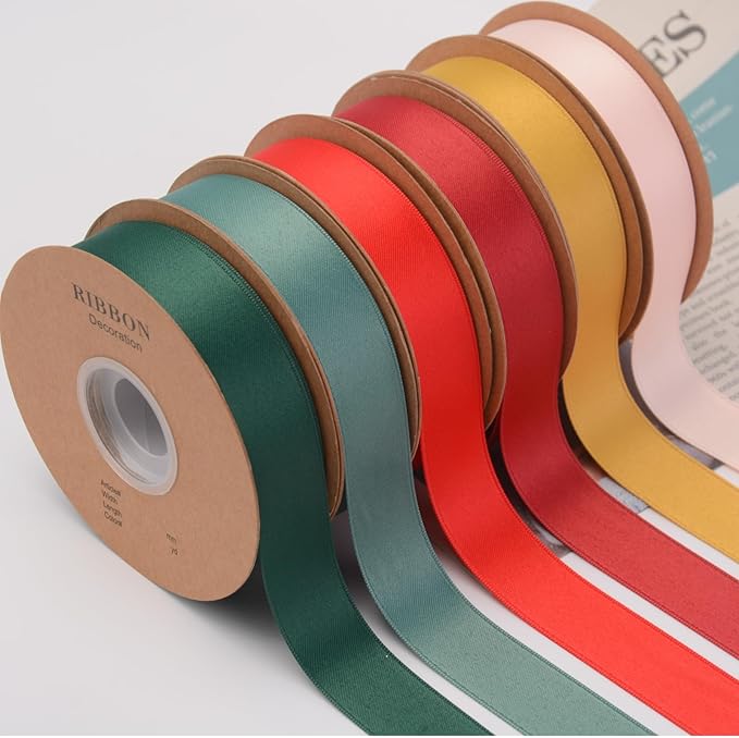 Double Side Satin Ribbon, Continuous 20 Yards,Use for Craft Bows Bouquet, Gift Wrapping, Wedding Decoration, Floral Arrangement (White, 3/8 inch)