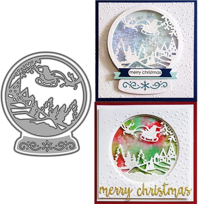 Mvchifay Cutting Dies Happy Birthday Metal Stencils Scrapbooking Tool DIY Emboss Paper Card Making (Christmas Snowball-12.2x10.3cm)