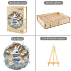 Wooden Puzzles Adults, 3D Paper Rabbit Wooden Puzzles 100 Pieces, Unique Animal Shaped Wood Challenging Jigsaw Puzzles Gifts for Adults, 8.5x8.3in