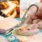 BIHRTC Small Craft 4.5Inch Embroidery Scissors with Artificial Leather Cover Stainless Steel Tip Bird Stork Scissors Shears for Sewing Crochet Embroidery Paper Art Work
