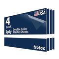Trotec TroLase | 12"x24"x1/16", 4 Pcs | Light Blue/White | 2 Ply | Modified Acrylic | Laser Engraving Double Color Plastic Sheet | Engraving Blanks for Laser, Saw, Guillotine | Made in USA