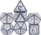 7-Die DND Dice Set New Pattern Polyhedral Dice Set with Leather Bag D&D Die for RPG Table Games(Blue White)