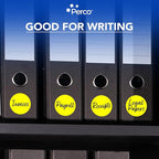 Perco Fluorescent Yellow 3-Inch Round Sticker Labels with Easy Peel Perforation - 500 Labels per Roll - Strong Adhesion, Vibrant Colors for Organizing, Crafting & More - Made in USA