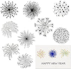 Christmas Firework Star Clear Stamps for Card Making, Snowflake Happy New Year Clear Rubber Stamps Silicone Reusable Stamp for DIY Scrapbooking Paper Craft Album Decoration