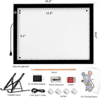 A4 LED Light Box for Tracing, elice Artist Drawing Lightbox Light Table Light Pad Light Copy Board, Up to 8000 Lux Super Bright Lightpad for Cricut Weeding Vinyl, Diamond Painting, Sketching (Black)