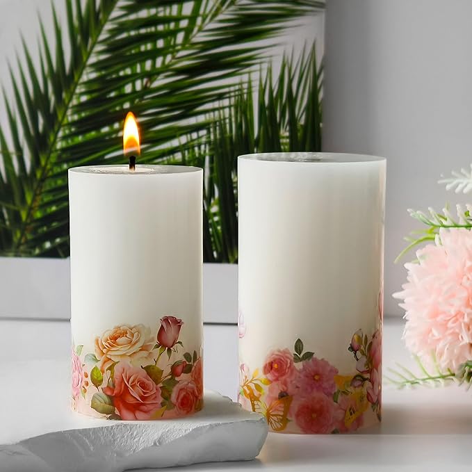 2 Pack Long Pillar Mold - Multiple Style Cylinder - Candle Silicone Wave Spiral Candle Mold - Silicone Resin Casting Molds for Candle & Resin & Soap Craft Supplies