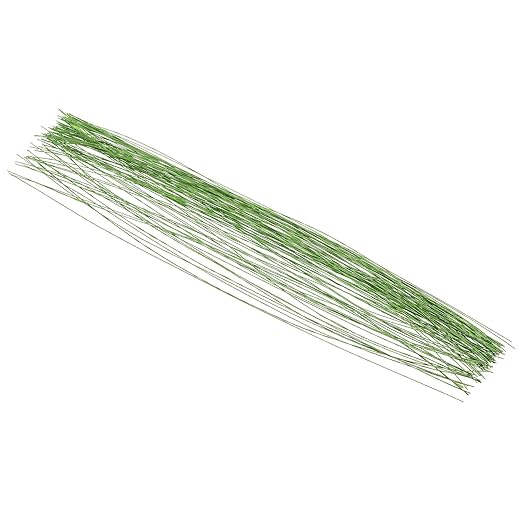 PATIKIL 30 Gauge 16" Floral Stem Wire, 100 Pcs Paper Wrapped Iron Artificial Flower Stem Accessories for DIY Bouquet Stem and Craft Decoration, Light Green