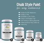 Chalky Chicks All-in-One Chalk Paint for Furniture or Cabinet - 4 Fl Oz - Matte Finish Y Blue (Medium Blue) for Metal, Wood Furniture Paint - No Sanding All-in-One for Home Decor & Crafts, USA Made