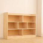 Wooden 7 Compartment Storage Cabinet Organizer Kids 3 Tier Wood Bookshelf School Storage Shelf Classroom Furniture for Kids Natural (47.24" L x 11.81" W x 35.43" H)