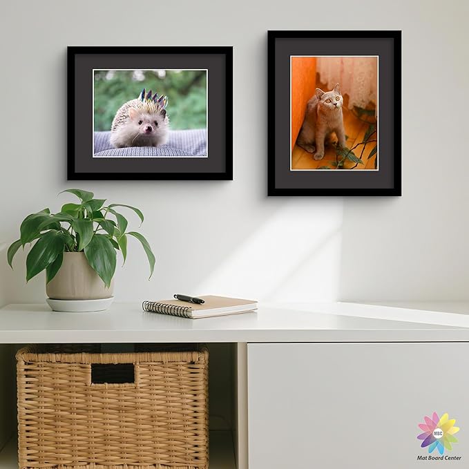 Mat Board Center, Pack of 25, 11x14 for 8.5x11 Black Mats - Acid Free, 4-ply Thickness, White Core - for Pictures, Photos, Framing