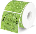 Square Holographic Thermal Labels Stickers, 2" x 2" Thermal Stickers Labels, Waterproof Glitter Direct Thermal Printer Label for Small Business- Holographic Green