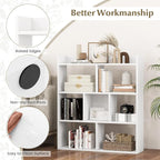 Giantex 7 Cube Bookshelf, Free-Standing Wooden Bookcase, 4 Tier Home Display Shelf, Horizontal Storage Unit w/Anti-Toppling Devices, Open-Back Display Rack for Study, Bedroom, Living Room, White