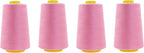 Mandala Crafts 4 Pack of Serger Threads Cones Spools - 40S/2 24000 Yards Polyester Pink Threads for Sergers Machine and Overlock Quilting Sewing Machine