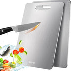 2 Pack Titanium Cutting Board - 100% Pure Titanium Cutting Boards For Kitche,Easy to clean, Double-sided food-grade Cutting Board For Cutting Meats, Fruits And Vegetables,13 * 9