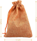 Palmhomee Pack of 25 Burlap Gift Bags with Drawstring Linen Jewelry Pouches Wedding Hessian Jute Bags for Birthday Jewelry and Treat Pouches Party Wedding Favors Gift Art (5x7 Inch, Orange)