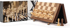 A&A 15" Magnetic Wooden Chess Set, Handmade 3" King Height Knight Staunton Chess Pieces with 2 Extra Queen, Folding Portable Travel Game Set