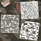 Camo Paint Stencils 12inch Camouflage Stencils Reusable Camo Stencil for Spray Paint Wood Canvas Paper Fabric Floor Wall Tile