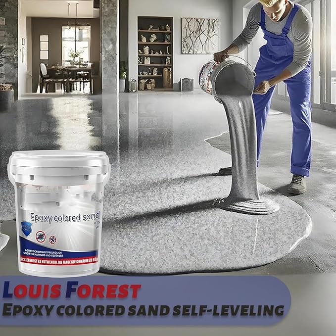 Epoxy Floor Paint, Epoxy Colored Sand Floor Paint, High-Gloss Marble Effect Self-Leveling Coating, Waterproof, Non-Slip, Ultra-Durable for Garage, Basement, Wood Floors (Orange,44 lb)