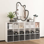 Wooden 9 Cube Storage Organizer with Closed Back Panel,White Cube Shelf Heavy Duty Cubby Storage Organizer with Compartments for Living,Display Shelf,Bookshelf