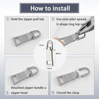 VICHERIA Zipper Repair Kit (45 Pcs), Universal Size #5 Zippers for Sewing, Replacement Slider Pull Fix Kit for Jackets, Coat, Boot, Backpack, Purse