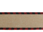 MEEDEE Burlap Christmas Ribbon Wired Burlap Ribbon 2.5 Inch 10 Yards Fall Burlap Ribbon with Red and Black Buffalo Check Edging Wired Plaid Burlap Ribbon for Christmas Tree, Wreath Making