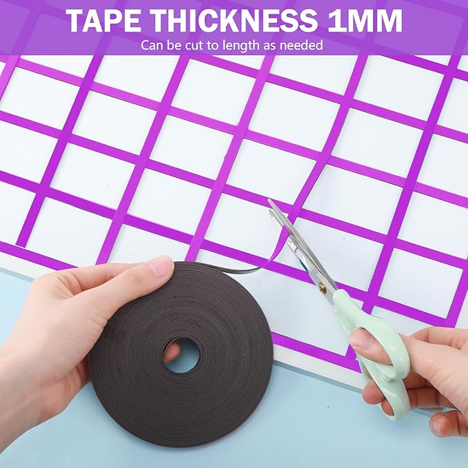 Magnetic Tape Roll Thin Strips, 0.39 Inch x 33 Feet Magnetic Board Dividers Whiteboard Graphic Decorative Tape Marking Line for Classroom Office Art Accessories(Purple)