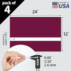 Trotec TroLase | 12"x24"x1/16", 4 Pcs | Burgundy/White | 2 Ply | Modified Acrylic | Laser Engraving Double Color Plastic Sheet | Engraving Blanks for Laser, Saw, Guillotine | Made in USA