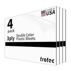 Trotec TroLase | 12"x20"x1/16", 4 Pcs | White/Black/White | 3 Ply | Modified Acrylic | Laser Engraving Double Color Plastic Sheet | Engraving Blanks for Laser, Saw, Guillotine | Made in USA