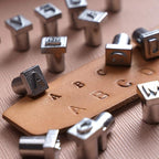 26 PCS Capital Leathercraft Metal Letter Stamps Punch Set, 1/4”(6mm) Steel Printing Punch Alphabet Letter Stamp Tool Capital Letters Printing Copper with A Pole,DIY Kit