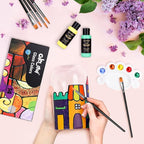 Colorful Stain Glass Paint Set with 6 Brushes, 1 Palette & 1 Sponge, 14 Colors Waterproof Permanent Glass Painting Kit for Arts on Wine Glasses,Bottle and Windows