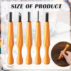 WILLBOND 5 Pcs Linocut Carving Tools Set Linoleum Hand Carving Tools Wood Carving Knife Chisel Flat V Shaped Angled Gouge Half Round Carving Tools Set for Linocut Printmaking Woodcarving Woodblock