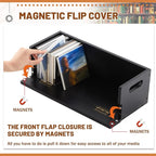 4 Set Wooden CD Storage Box Holder Shelf Cassette Tape Display Racks with Carrying Handles, Organizer Shelf for Movie Cases, DVDs, Each Set Can Store up to 36 Pcs CDs (Black)