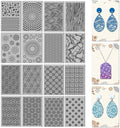 CHGCRAFT 16 Sheets Abstract Floral Clay Texture Mat Seamless Flower Pattern Polymer Clay Texture Sheets DIY Tools for Pottery Earring Jewelry Making Stamp Engraving Machines, 4x2.6inch