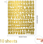 Starboling Letter Stickers, 1/2 inch Gold Alphabet Stickers, Self-Adhesive Vinyl for Mailbox Numbers, Bulletin Boards, Classroom & Home Decor, 0.5''