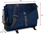 ENHANCE Collector's Edition RPG Player's Essentials DND Bag - Dragon Hide Exterior Messenger Bag Fits 2-4 Books, Binders, Dice & Accessories, with 17 inch Laptop Slot, Battlemap Straps (Dragon Blue)