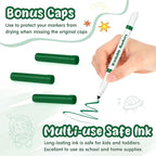 18 Pcs Line Washable Markers Bulk Green Fine Tip Markers Set Coloring Thin Tip Drawing Washable Pen for Kids Art School Classroom Back to School Gender Reveal Party Supplies, Ages 6+