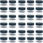 30 Pcs Sample Containers, 10 Gram Mini Sample Jars for Cosmetic, Eye shadow, Black Lid