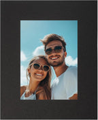 Picture Mats, 8 x 10 for 5 x 7 Pictures Acid Free White Core Bevel Cut Frame Mattes for Display Art Measuring, Black