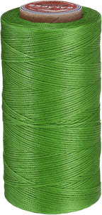 uxcell Flat Leather Sewing Waxed Thread, 270m / 295 Yards Polyester Wax String, 150D Wax Stitching Cord for Leather Crafts, Bookbinding, Bracelets Braided, Light Green
