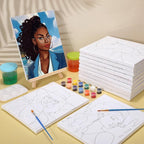 Zhanmai 12 Pack Pre Drawn Canvas for Painting Sip and Paint Kit 8" x 10" Paint Party Set Canvas Painting Pre Printed Canvases for Party Favor DIY Virtual Adult's Date Night(Adult Couples)