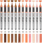 Skin Tone Acrylic Paint Markers, 12 Colors Fabric Marker, Auto-Ink Paint Pens Markers, Brush Tip Marker for Rock Painting, Wood Glass Ceramic Canvas Stone DIY Crafts Making Art Supplies
