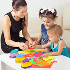 CHENGU 16 Pcs Craft Holes Punch Paper Punchers Scrapbook Punches with Craft Sticker Paper, Round, Star, Square, Heart, Flower, Wave Circle Shape (Flower Style,2 Inch)
